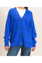 Hyfve Double Zero Textured Oversized Knit Button Cardigan – Cobalt-Cardigans & Kimonos-Hyfve Double Zero-Deja Nu Boutique, Women's Fashion Boutique in Lampasas, Texas