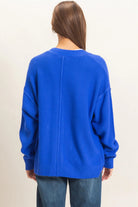 Hyfve Double Zero Textured Oversized Knit Button Cardigan – Cobalt-Cardigans & Kimonos-Hyfve Double Zero-Deja Nu Boutique, Women's Fashion Boutique in Lampasas, Texas