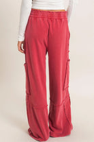 Hyfve Double Zero Mineral Wash Cargo Pocket Pants – Dark Red & Black-Athleisurewear-Hyfve Double Zero-Deja Nu Boutique, Women's Fashion Boutique in Lampasas, Texas