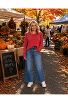 Hyfve Double Zero Mineral Wash Waffle Open Back Top in Dark Taupe or Dark Red-Tops-Hyfve Double Zero-Deja Nu Boutique, Women's Fashion Boutique in Lampasas, Texas