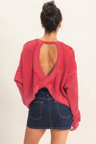 Hyfve Double Zero Mineral Wash Waffle Open Back Top in Dark Taupe or Dark Red-Tops-Hyfve Double Zero-Deja Nu Boutique, Women's Fashion Boutique in Lampasas, Texas
