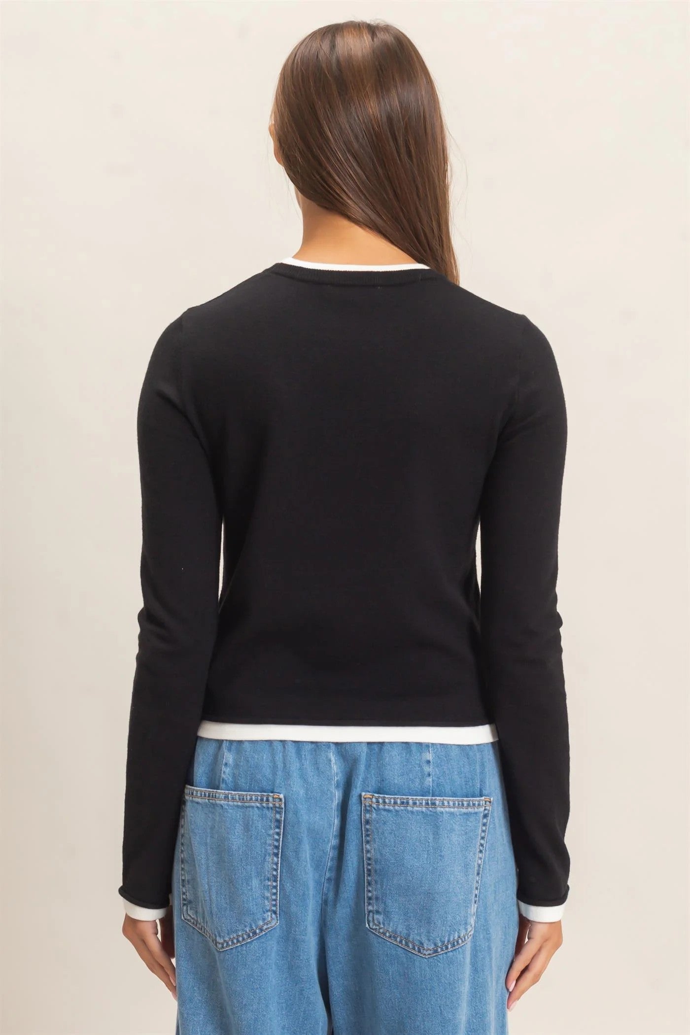 Hyfve Double Zero Layer Effect Long Sleeve Knit Top – Dark Red, Dark Brown & Black-Tops-Hyfve Double Zero-Deja Nu Boutique, Women's Fashion Boutique in Lampasas, Texas
