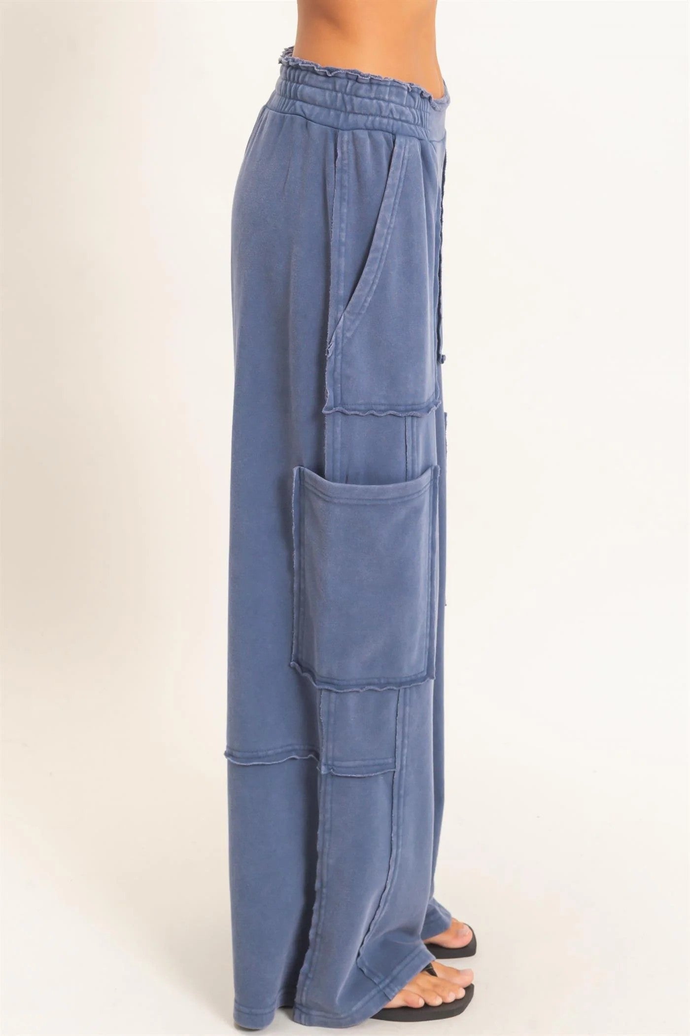 Hyfve Double Zero Mineral Wash Cargo Pocket Pants in Navy-Pants-Hyfve Double Zero-Deja Nu Boutique, Women's Fashion Boutique in Lampasas, Texas