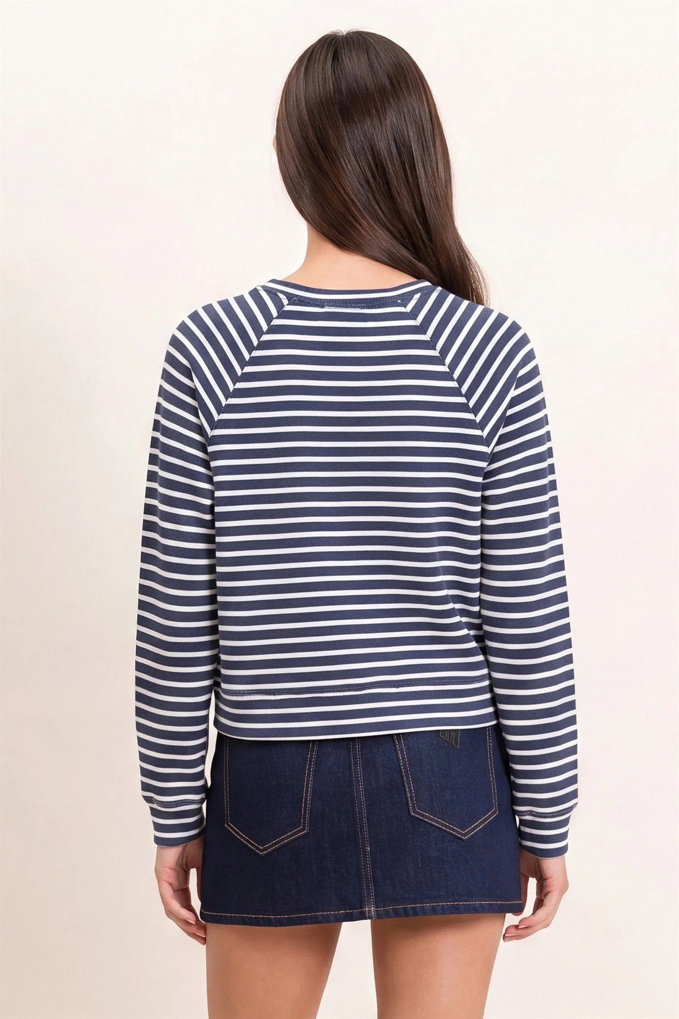 Hyfve Double Zero Navy Stripe Waffle Knit Raglan Top-Tops-Hyfve Double Zero-Deja Nu Boutique, Women's Fashion Boutique in Lampasas, Texas