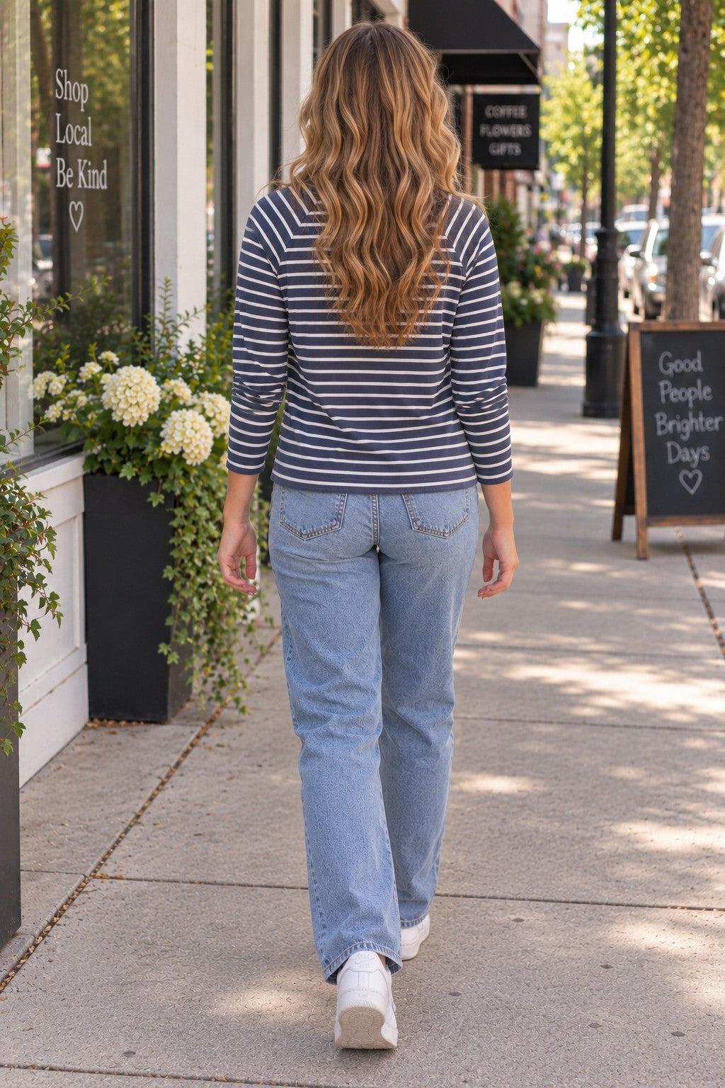 Hyfve Double Zero Navy Stripe Waffle Knit Raglan Top-Tops-Hyfve Double Zero-Deja Nu Boutique, Women's Fashion Boutique in Lampasas, Texas