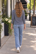Hyfve Double Zero Navy Stripe Waffle Knit Raglan Top-Tops-Hyfve Double Zero-Deja Nu Boutique, Women's Fashion Boutique in Lampasas, Texas