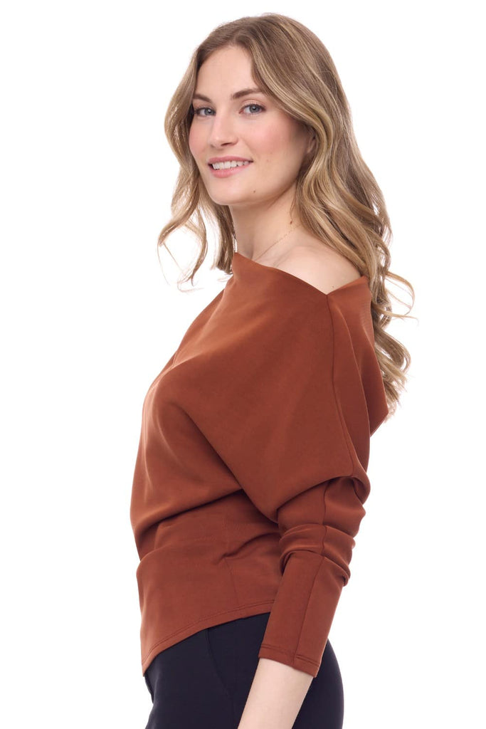 iltm i love tyler madison Demi Modal Three Fourth Sleeve Top In Paprika-Long Sleeves-i love tyler madison-Deja Nu Boutique, Women's Fashion Boutique in Lampasas, Texas