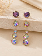 Iridescent Crystal Three-Piece Earring Set-Earrings-Deja Nu-Deja Nu Boutique, Women's Fashion Boutique in Lampasas, Texas