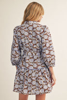 Jodifl Brown Floral Tie Waist Mini Dress-mini dress-Jodifl-Deja Nu Boutique, Women's Fashion Boutique in Lampasas, Texas