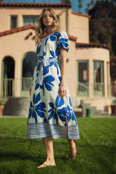 jodifl maxi dress Royal Tropical Floral Midi Side pockets nav-186 Size:XS Maternity Men's Western Suits &