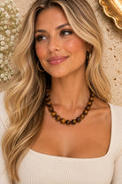 Kenze Panne Marbled Beaded Chunky Necklace in Brown-Necklace-Kenze Panne-Deja Nu Boutique, Women's Fashion Boutique in Lampasas, Texas