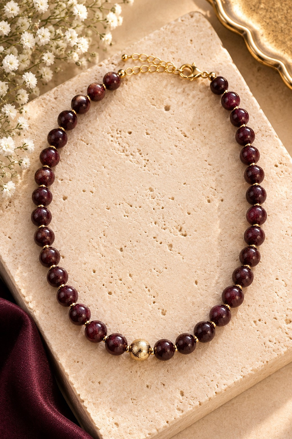 Kenze Panne Burgundy Beaded Choker Necklace-Necklace-Kenze Panne-Deja Nu Boutique, Women's Fashion Boutique in Lampasas, Texas