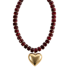 Kenze Panne Beaded Heart Necklace in Burgundy-Necklace-Kenze Panne-Deja Nu Boutique, Women's Fashion Boutique in Lampasas, Texas