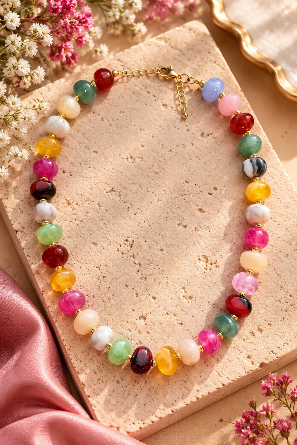 Kenze Panne Multicolored Resin Pebble Beaded Necklace-Necklace-Kenze Panne-Deja Nu Boutique, Women's Fashion Boutique in Lampasas, Texas