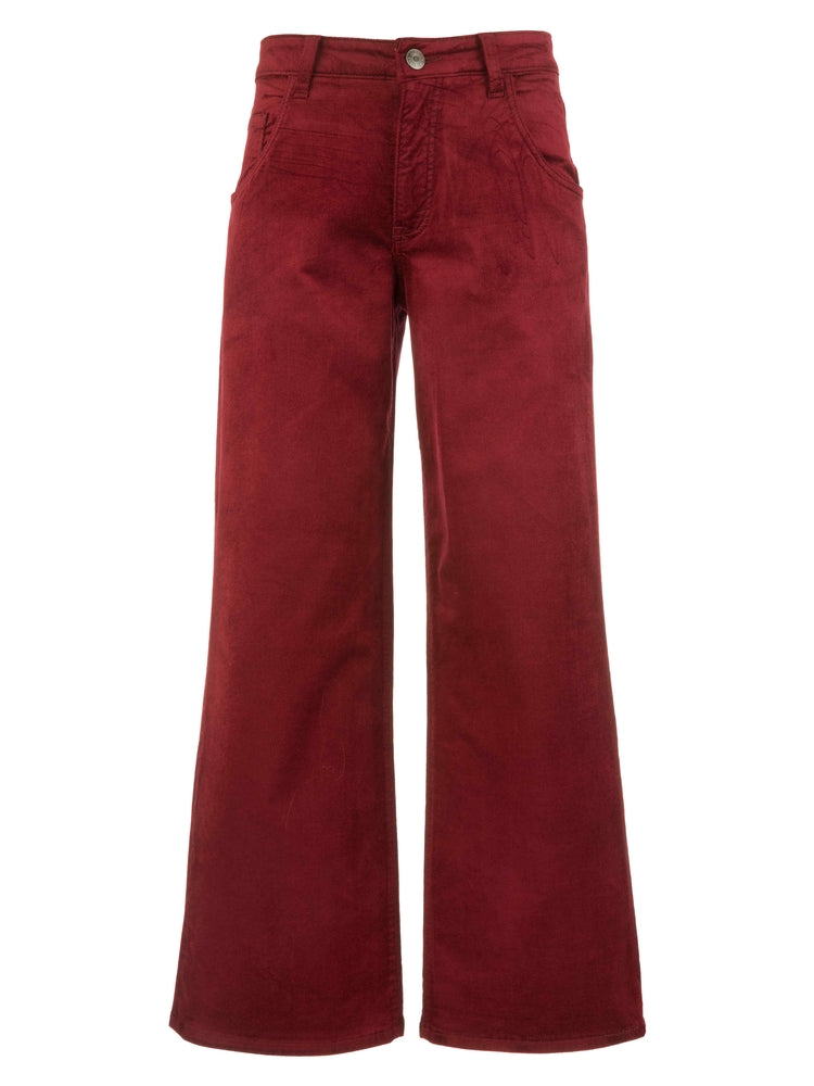 Kut from the Kloth High Rise Fab Ab Cranberry Velveteen Flare Jeans-Jeans-Kut from the Kloth-Deja Nu Boutique, Women's Fashion Boutique in Lampasas, Texas