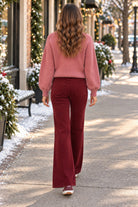 Kut from the Kloth High Rise Fab Ab Cranberry Velveteen Flare Jeans-Jeans-Kut from the Kloth-Deja Nu Boutique, Women's Fashion Boutique in Lampasas, Texas