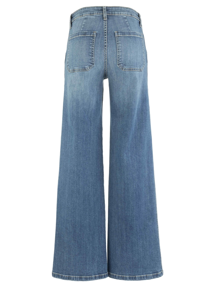 Kut from the Kloth Jean High Rise Wide Leg Dip Scoop Pockets Jeans in Incandescent-Jeans-Kut from the Kloth-Deja Nu Boutique, Women's Fashion Boutique in Lampasas, Texas
