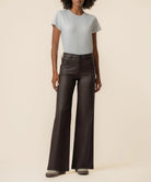 Kut from the Kloth Jodi Coated High Rise Wide Straight Leg Pants in Chocolate-Jeans-Kut from the Kloth-Deja Nu Boutique, Women's Fashion Boutique in Lampasas, Texas