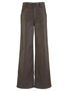 Kut from the Kloth Jodi Coated High Rise Wide Straight Leg Pants in Chocolate-Jeans-Kut from the Kloth-Deja Nu Boutique, Women's Fashion Boutique in Lampasas, Texas