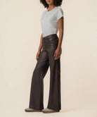 Kut from the Kloth Jodi Coated High Rise Wide Straight Leg Pants in Chocolate-Jeans-Kut from the Kloth-Deja Nu Boutique, Women's Fashion Boutique in Lampasas, Texas