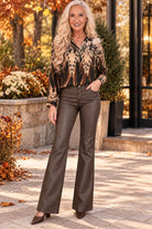 Kut from the Kloth Kelly High Rise Fab Ab Kick Flare Inset Leg Pants in Pearl Brown-Jeans-Kut from the Kloth-Deja Nu Boutique, Women's Fashion Boutique in Lampasas, Texas
