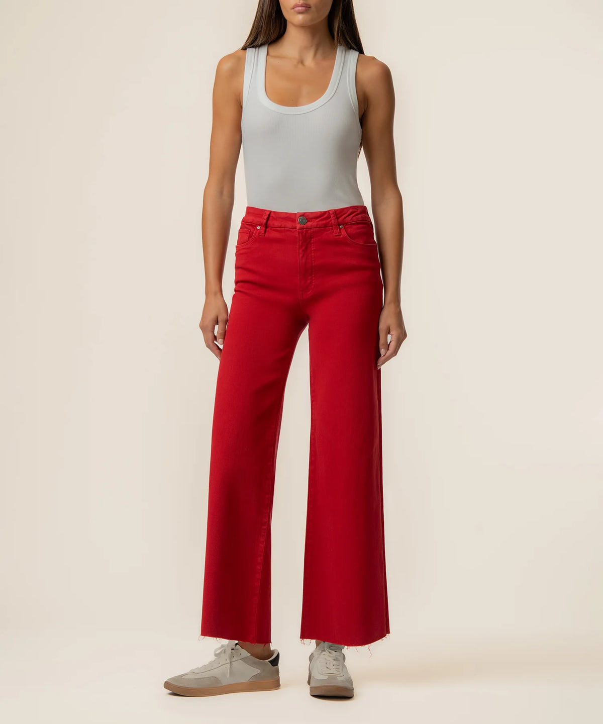 Kut from the Kloth Meg High Rise Wide Leg Corduroy in Ruby Red-Jeans-Kut from the Kloth-Deja Nu Boutique, Women's Fashion Boutique in Lampasas, Texas