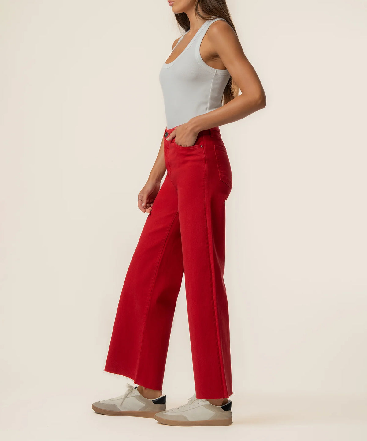 Kut from the Kloth Meg High Rise Wide Leg Corduroy in Ruby Red-Jeans-Kut from the Kloth-Deja Nu Boutique, Women's Fashion Boutique in Lampasas, Texas
