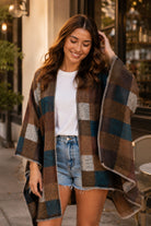 Easel Mocha Plaid Brushed Hacci Oversized Cape-cape-Easel-Deja Nu Boutique, Women's Fashion Boutique in Lampasas, Texas
