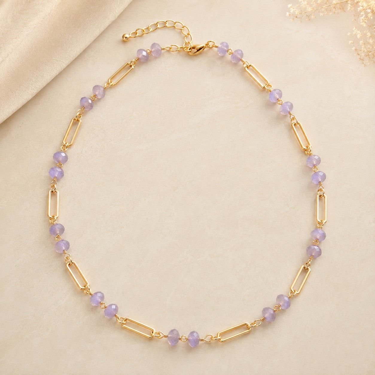 Lavender Glow Purple Beaded Gold Link Necklace-Necklace-Deja Nu-Deja Nu Boutique, Women's Fashion Boutique in Lampasas, Texas