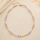 Lavender Glow Purple Beaded Gold Link Necklace-Necklace-Deja Nu-Deja Nu Boutique, Women's Fashion Boutique in Lampasas, Texas
