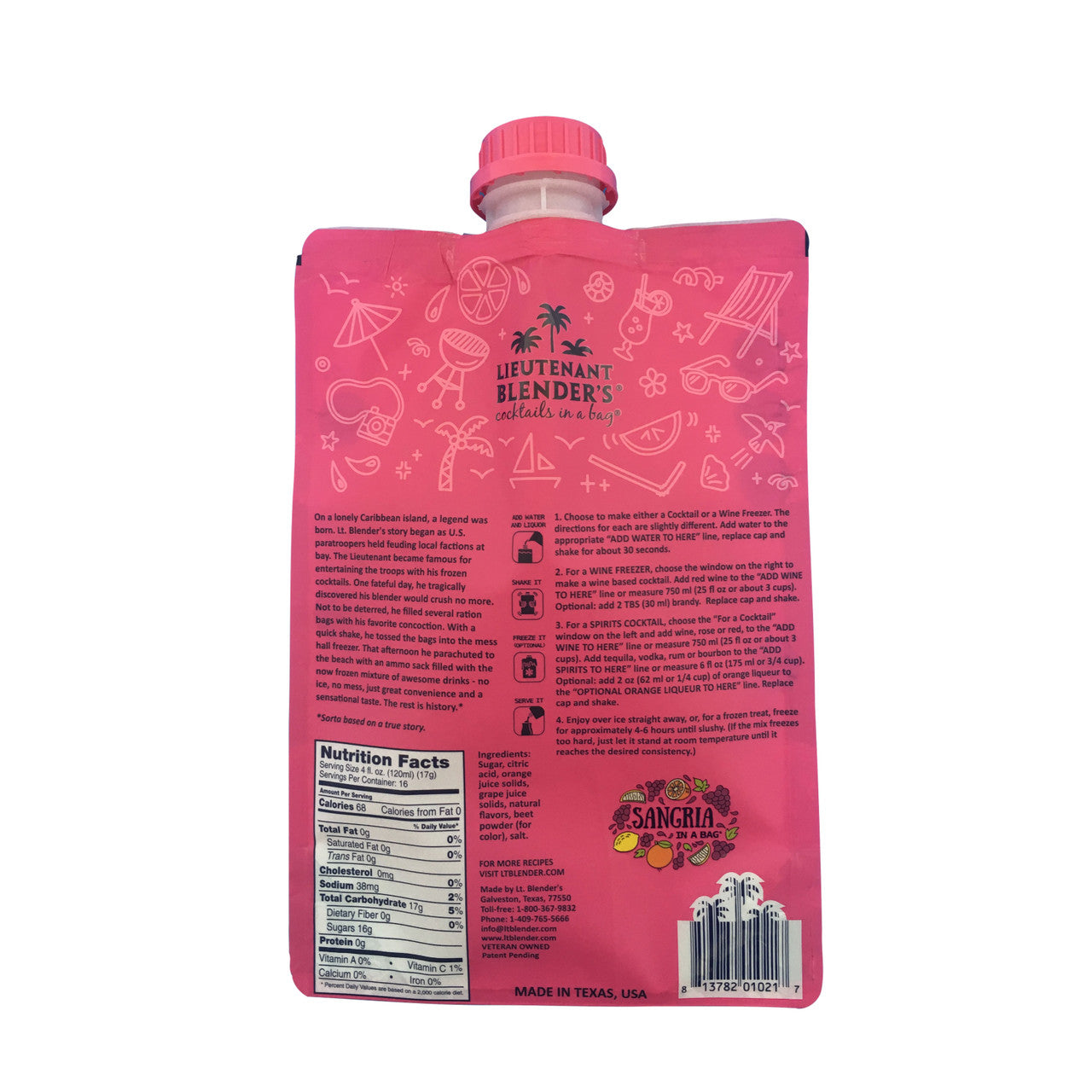 Lieutenant Blender's Sangria in a Bag®-cocktail mix-Lieutenant Blender's-Deja Nu Boutique, Women's Fashion Boutique in Lampasas, Texas