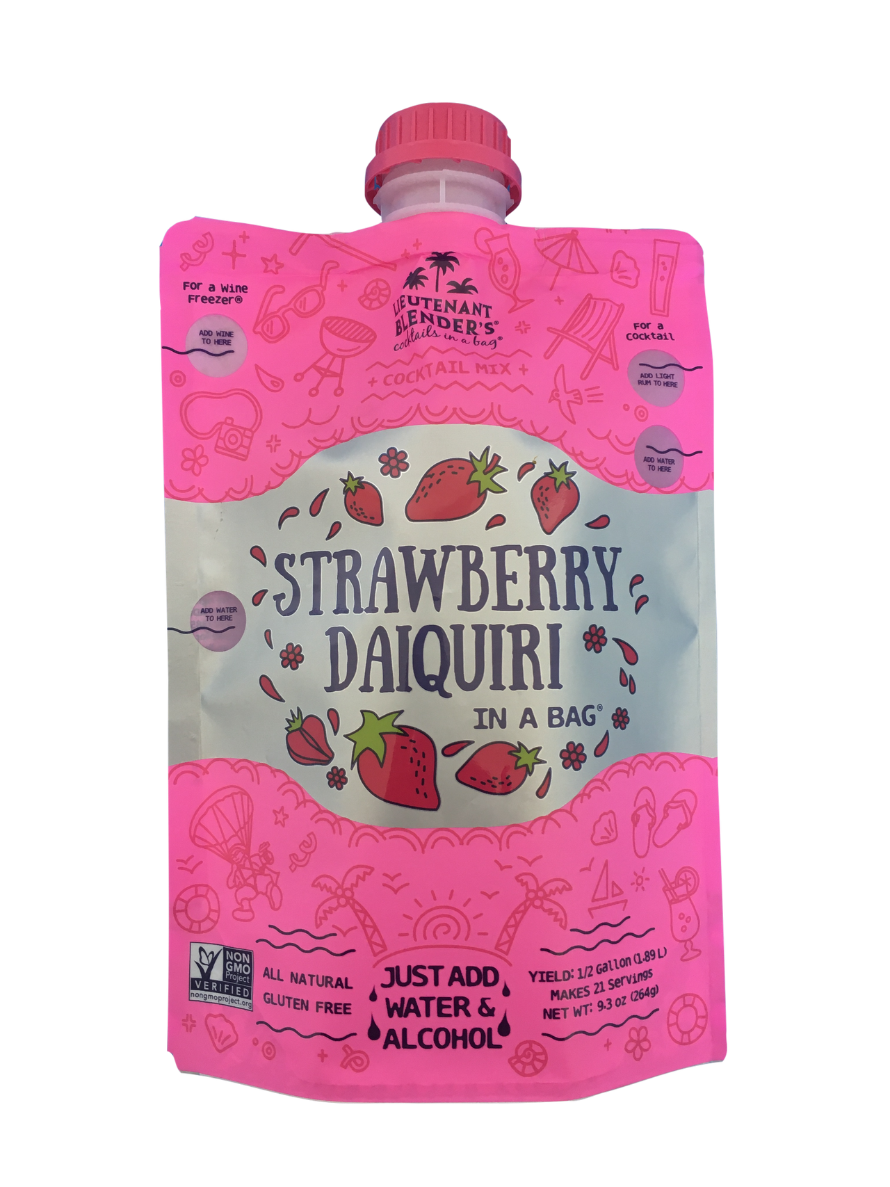 Lieutenant Blender's Strawberry Daiquiri in a Bag®-cocktail mix-Lieutenant Blender's-Deja Nu Boutique, Women's Fashion Boutique in Lampasas, Texas