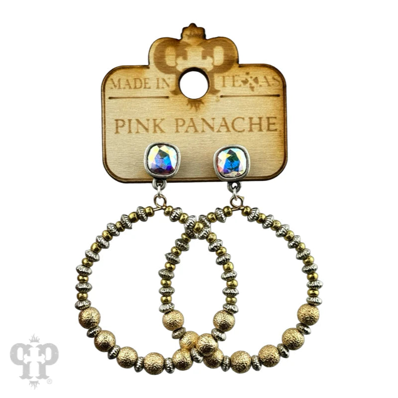 Pink Panache Gold Foil Beaded Circle Earrings-Earrings-Pink Panache-Deja Nu Boutique, Women's Fashion Boutique in Lampasas, Texas