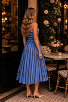 Lost + Wander Parker Midi Dress - Blue Brown-Midi Dresses-Lost + Wander-Deja Nu Boutique, Women's Fashion Boutique in Lampasas, Texas