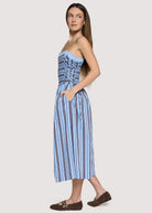 Lost + Wander Parker Midi Dress - Blue Brown-Midi Dresses-Lost + Wander-Deja Nu Boutique, Women's Fashion Boutique in Lampasas, Texas