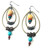 Lost & Found Trading Sedona Country Double Oval Hoop Earrings with Beaded Rings-Earrings-Lost And Found-Deja Nu Boutique, Women's Fashion Boutique in Lampasas, Texas