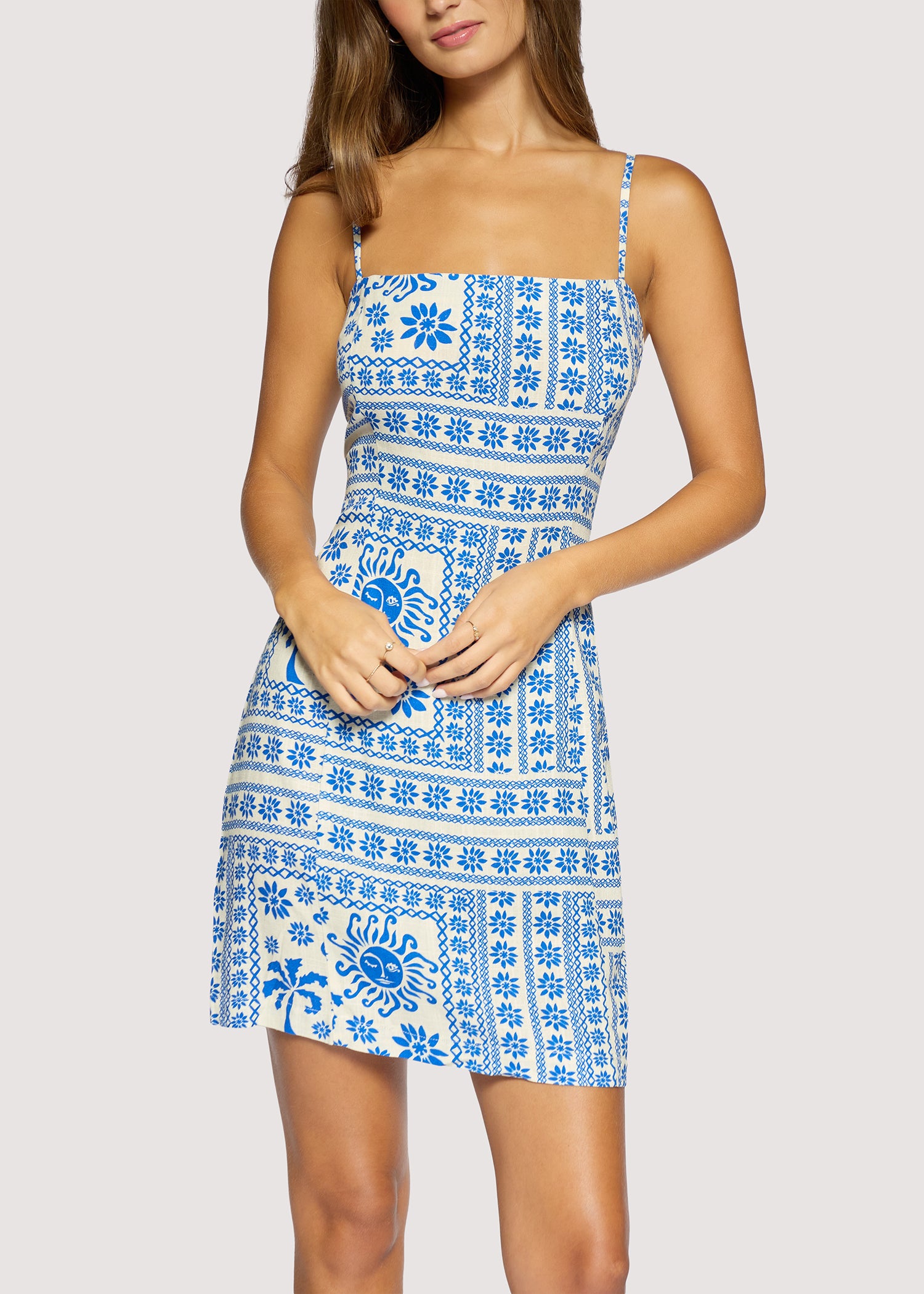 Lost + Wander Daydream Vista Mini Dress Blue & Ivory Printed Resort Deja Nu Tx Lost + Wander Daydream Vista Mini Dress Blue & Ivory Printed Resort Deja Nu Tx