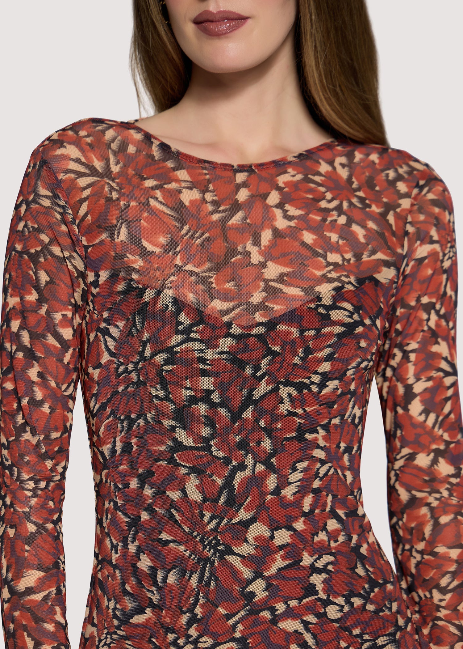 Lost + Wander Hazy Charm Floral Mesh Midi Dress in Red Black-Midi Dresses-Lost + Wander-Deja Nu Boutique, Women's Fashion Boutique in Lampasas, Texas
