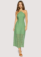 Lost + Wander Green Lace Maxi Dress | Marisol Embroidered Halter Midi Dress-Maxi Dresses-Lost + Wander-Deja Nu Boutique, Women's Fashion Boutique in Lampasas, Texas