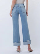 Lovervet by Vervet Mid Rise Medium Light Wash Cuffed Slim Wide Leg Jeans-Jeans-Lovervet by Vervet-Deja Nu Boutique, Women's Fashion Boutique in Lampasas, Texas
