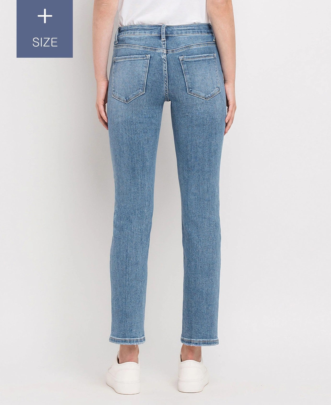 Lovervet by Vervet Plus Size Mid Rise Ankle Slim Straight Jeans in Safe Wash-Curvy/Plus Jeans-Lovervet by Vervet-Deja Nu Boutique, Women's Fashion Boutique in Lampasas, Texas