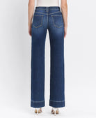 Lovervet by Vervet High Rise Dark Wash Trouser Hem Wide Jeans-Jeans-Lovervet by Vervet-Deja Nu Boutique, Women's Fashion Boutique in Lampasas, Texas