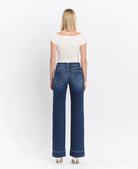 Lovervet by Vervet High Rise Dark Wash Trouser Hem Wide Jeans-Jeans-Lovervet by Vervet-Deja Nu Boutique, Women's Fashion Boutique in Lampasas, Texas