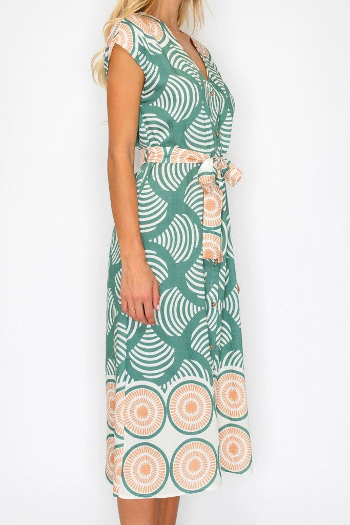 Meet Me in Santorini Olive Shell Button Down Dress-Midi Dresses-Meet Me in Santorini-Deja Nu Boutique, Women's Fashion Boutique in Lampasas, Texas