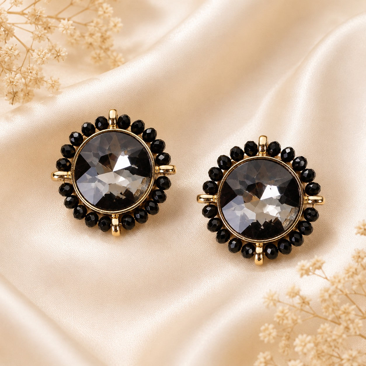 Midnight Radiance Black Crystal Stud Earrings-Earrings-Deja Nu-Deja Nu Boutique, Women's Fashion Boutique in Lampasas, Texas
