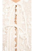 MINKPINK Carla Sequin Tie-Front Blouse in Cream-Jackets-MINKPINK-Deja Nu Boutique, Women's Fashion Boutique in Lampasas, Texas