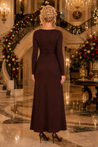 MINKPINK Hudson Chocolate Textured Midi Dress-Midi Dresses-MINKPINK-Deja Nu Boutique, Women's Fashion Boutique in Lampasas, Texas
