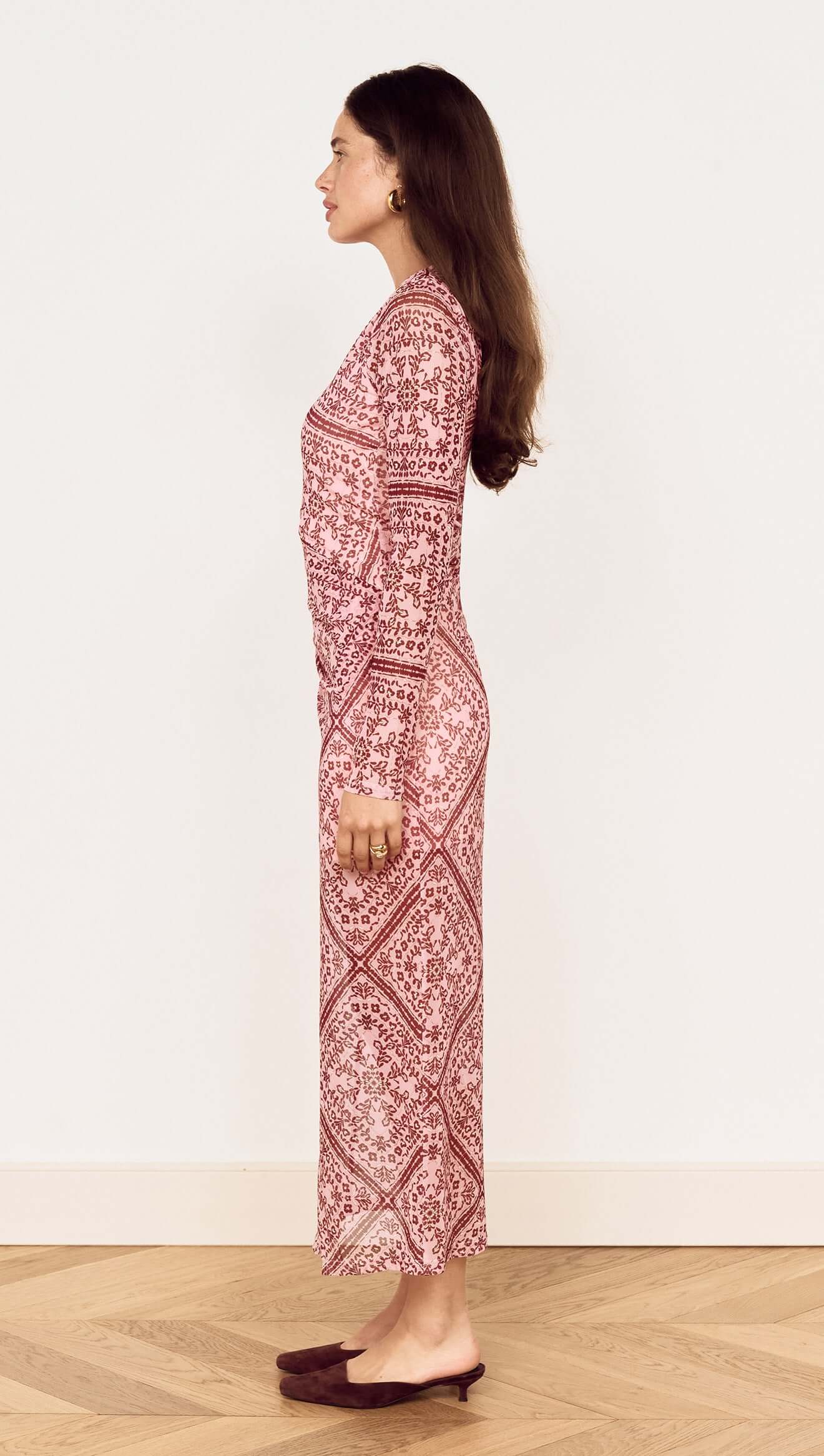 MINKPINK Jolene Pink Paisley Mesh Midi Dress-Midi Dresses-MINKPINK-Deja Nu Boutique, Women's Fashion Boutique in Lampasas, Texas