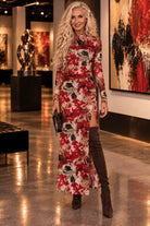 MINKPINK Maxime Red Floral Mesh Midi Dress-Maxi Dresses-MINKPINK-Deja Nu Boutique, Women's Fashion Boutique in Lampasas, Texas