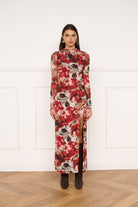 MINKPINK Maxime Red Floral Mesh Midi Dress-Maxi Dresses-MINKPINK-Deja Nu Boutique, Women's Fashion Boutique in Lampasas, Texas